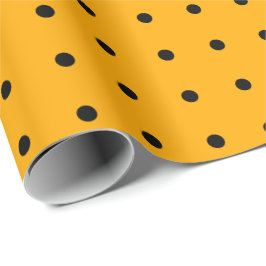 Zwart Sinaasappel Polka Dot Patroon Halloween Wrap Cadeaupapier