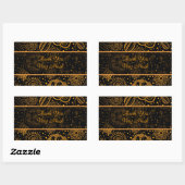 Zwart & Sinaasappel Retro Bloemen Patroon-Aangepas Rechthoekige Sticker (Vel)