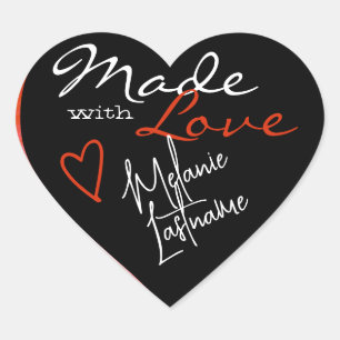 Zwart Sinaasappel Signature Script Gemaakt met Lov Hart Sticker