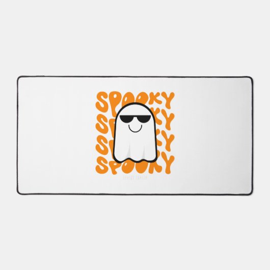 Zwart Sinaasappel Spooky Halloween Bureaumat (Voorkant)