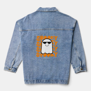 Zwart Sinaasappel Spooky Halloween Denim Jacket
