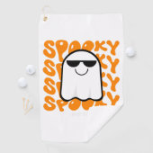 Zwart Sinaasappel Spooky Halloween Golfhanddoek (Insitu)