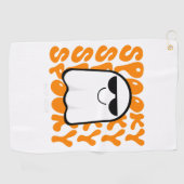Zwart Sinaasappel Spooky Halloween Golfhanddoek (Horizontaal)