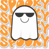 Zwart Sinaasappel Spooky Halloween Sticker (Voorkant)