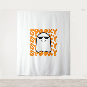 Zwart Sinaasappel Spooky Halloween Wandkleed
