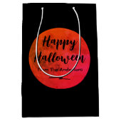 Zwart Sinaasappel Spooky Volle Maan Happy Hallowee Medium Cadeauzakje (Voorkant)