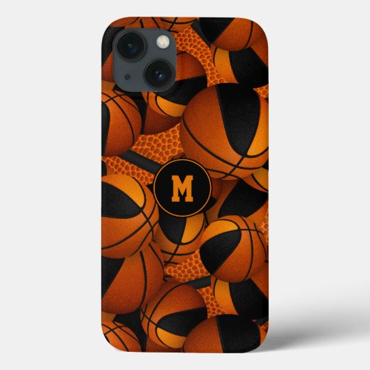Zwart sinaasappel team kleuren basketbal sportpatr Case-Mate iPhone case (Achterkant)