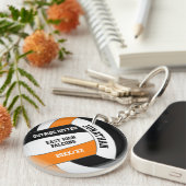 Zwart sinaasappel Team Kleuren Custom Boys Volleyb Sleutelhanger (Voorkant Rechts)