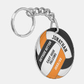 Zwart sinaasappel Team Kleuren Custom Boys Volleyb Sleutelhanger (Voorkant Links)