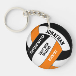 Zwart sinaasappel Team Kleuren Custom Boys Volleyb Sleutelhanger