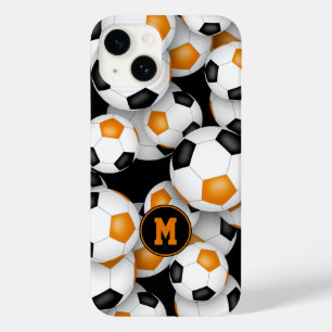 Zwart sinaasappel team kleuren leuk voetballen pat Case-Mate iPhone 14 hoesje