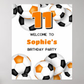 Zwart sinaasappel Team Kleuren Voetbal verjaardags Poster (Voorkant)