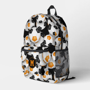 Zwart sinaasappel Team Kleuren voetballen Patroon Bedrukte Rugzak