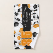 zwart sinaasappel teamspirit cadeau Veel voetballe Handdoek (Handdoek)
