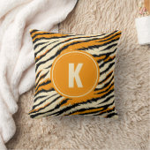 Zwart Sinaasappel Tiger Stripes Patroon Monogram Kussen (Deken)
