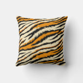 Zwart Sinaasappel Tiger Stripes Patroon Monogram Kussen (Achterkant)