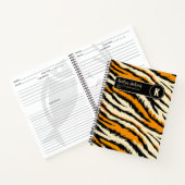 Zwart Sinaasappel Tiger Stripes Patroon Monogram Notitieboek (Binnen)