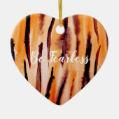 Zwart Sinaasappel Tijger Waterverf Keramisch Ornament (Voorkant)
