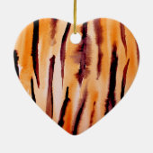 Zwart Sinaasappel Tijger Waterverf Keramisch Ornament (Achterkant)