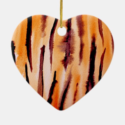 Zwart Sinaasappel Tijger Waterverf Keramisch Ornament (Achterkant)