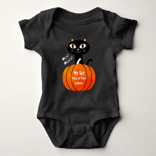 Zwart Sinaasappel Trick or treat Schattige Boo Cat Romper