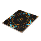 Zwart Sinaasappel Turquoise Arabesk Mozaïek Patroo Tegeltje (Zijkant)