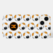 Zwart sinaasappel voetballen patroon monogram Case-Mate iPhone case (Achterkant (horizontaal))