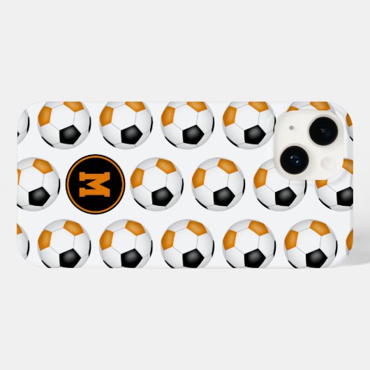 Zwart sinaasappel voetballen patroon monogram Case-Mate iPhone case (Achterkant (horizontaal))