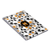 Zwart sinaasappel voetbalteam kleuren sportpatroon notitieboek (Rechterzijde)