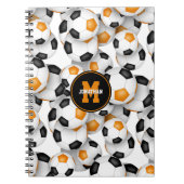 Zwart sinaasappel voetbalteam kleuren sportpatroon notitieboek (Voorkant)