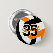 Zwart sinaasappel volleybal team kleuren ronde button 5,7 cm (Voorkant /achterkant)