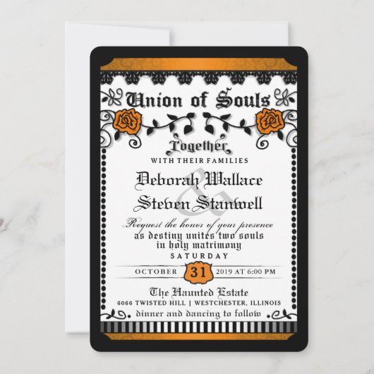 Zwart Sinaasappel White Union Souls Wed SAMEN MET Kaart (Achterkant)