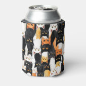 Zwart Sinaasappel Wit Katten Blikjeskoeler (Blikje Achterkant)