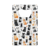 Zwart Sinaasappel Wit Katten Creditkaart Flessenopener (Achterkant)