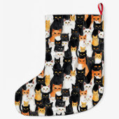 Zwart Sinaasappel Wit Katten Grote Kerstsok (Achterkant)