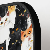 Zwart Sinaasappel Wit Katten Pickleball Paddle (Links Detail)
