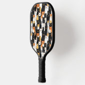 Zwart Sinaasappel Wit Katten Pickleball Paddle (Links)