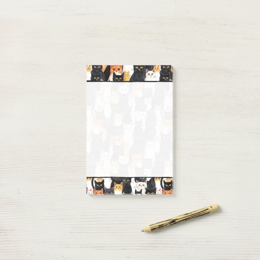Zwart Sinaasappel Wit Katten Post-it® Notes (Op bureau)