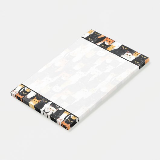 Zwart Sinaasappel Wit Katten Post-it® Notes (Schuin)