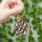 Zwart Sinaasappel Wit Katten Sleutelhanger (Hand)