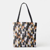 Zwart Sinaasappel Wit Katten Tote Bag (Achterkant)