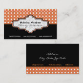 Zwart sinaasappel wit polka dot interieurs visitekaartje (Voorkant / Achterkant)