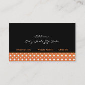 Zwart sinaasappel wit polka dot interieurs visitekaartje (Achterkant)