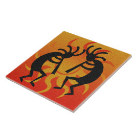 Zwart & Sinaasappel Zuidwest Design Tribal Sun Tegeltje