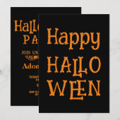 Zwart Sinaasappels Modern Happy Halloween Party Kaart (Voorkant / Achterkant)