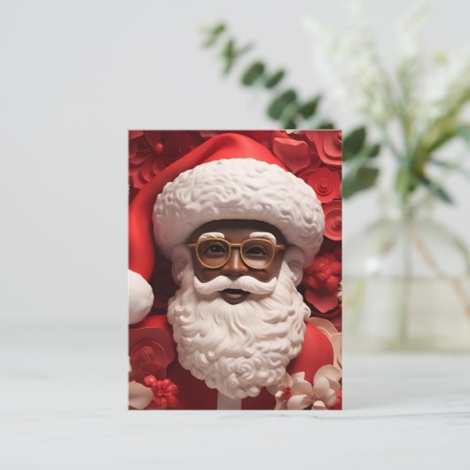 Zwart Sinterklaas Melanin Kris Kringle Xmas Bruh Briefkaart (Staand voorkant)