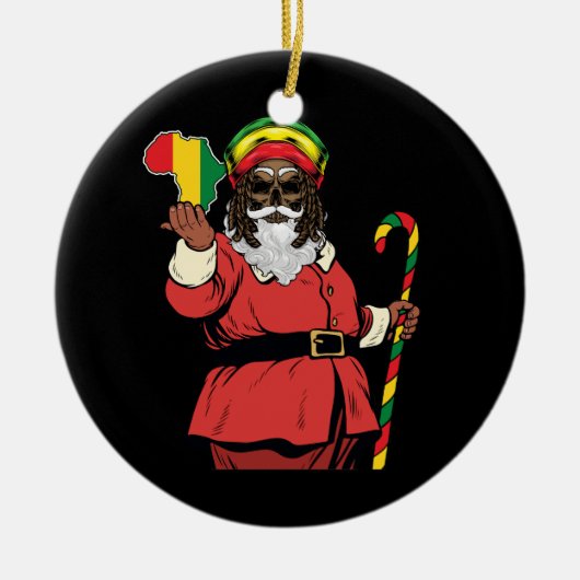 Zwart Sinterklaas Rasta Pet Kerstmis Rastafarian Keramisch Ornament (Voorkant)