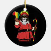 Zwart Sinterklaas Rasta Pet Kerstmis Rastafarian Keramisch Ornament (Achterkant)