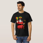 Zwart Sinterklaas Rasta Pet Kerstmis Rastafarian T-shirt (Voorkant volledig)