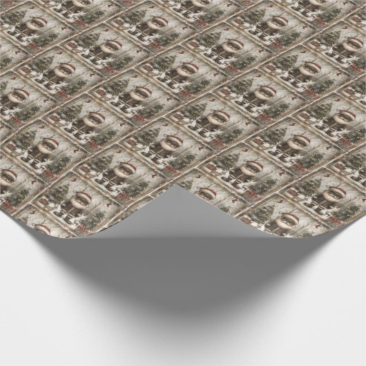  zwart sinterklaas winter sneeuw bos scène cadeaupapier (Hoek)